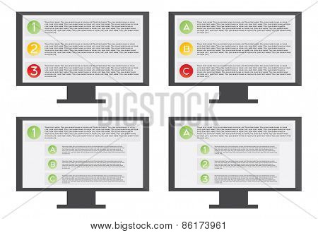 Monitor with list Vector illustration on white background