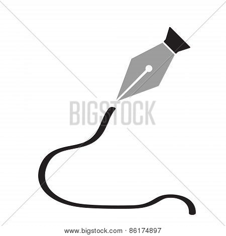 Fountain Drawing Pen Writing Black Line Eps10