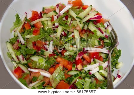 Vegetable Salad In White Bowl