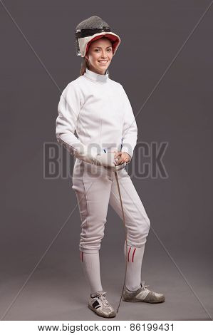 Female fencer with sword