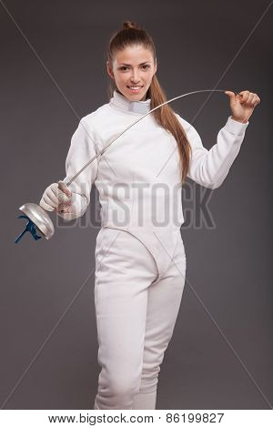 Female fencer with sword
