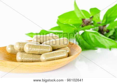 Yellow Herbal Capsule Medicine Drug.