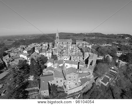Aerial view on Groznjan, small istrian town.