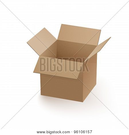 Empty cardboard box opened isolated
