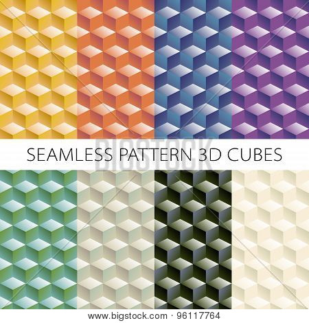 Isometric Cubes Set. Vector  Elements Games. Seamless Pattern.