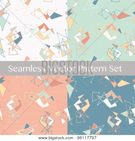 Abstract Geometric hand drawn seamless vector pattern set