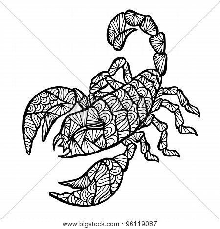 Stylized Vector Scorpion, Zentangle