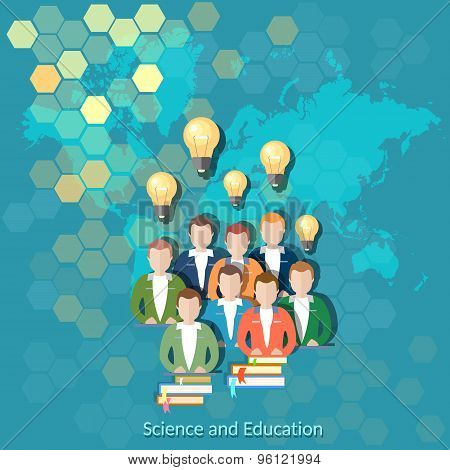 Science And Education, Online Education, International Education, vector illustration