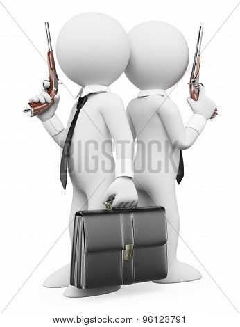3D White People. Duel Between Two Businessmen