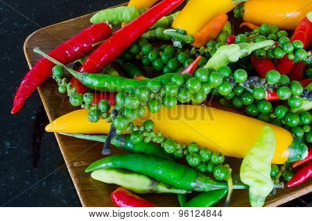 Colorful mix of the freshest and hottest chili peppers