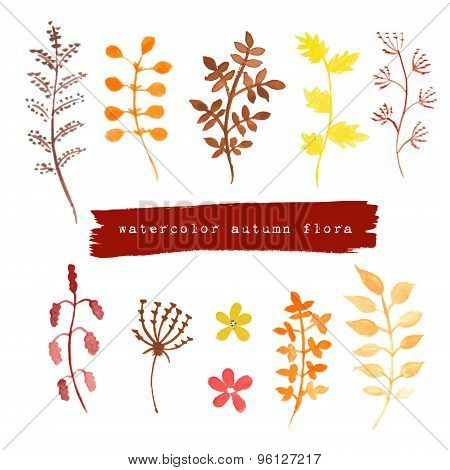Watercolor Autumn Floral Set
