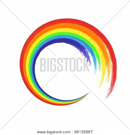 Watercolor rainbow circle on white background