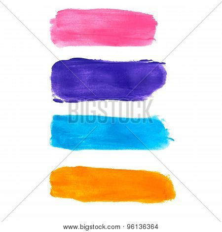 Colored watercolor brush strokes set.