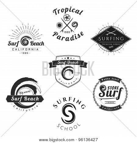 Collection of Vintage Surfing Graphics