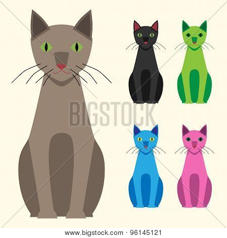 Multicolor Cats Set
