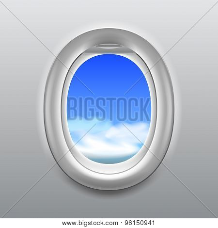 Sky In Aircraft Window Vector Background