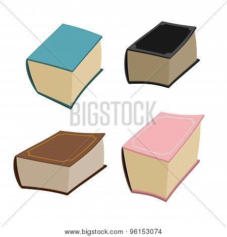 Set Book. Old Big Book. Vector Illustration