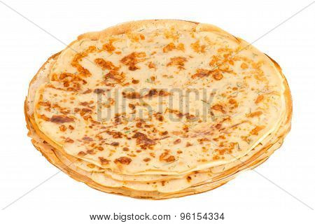 Pancakes with cheese and fennel -isolated