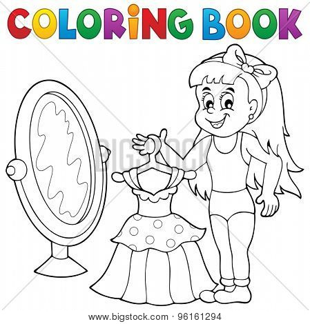Coloring book girl with dress theme - eps10 vector illustration.