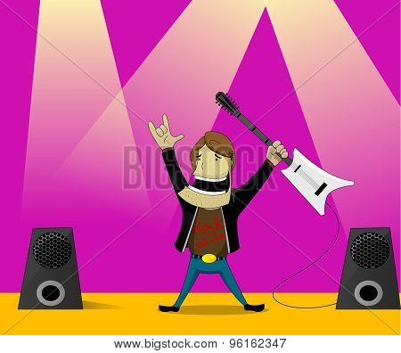 Cartoon Illustration of Rock Man