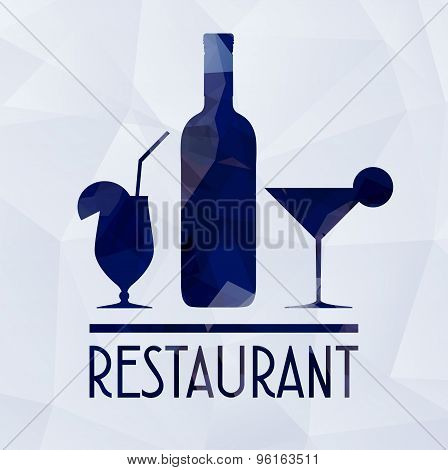 wine glass and geometric concept blue