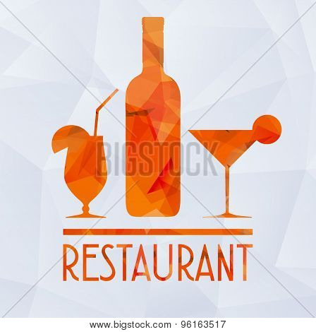 wine glass and geometric concept orange