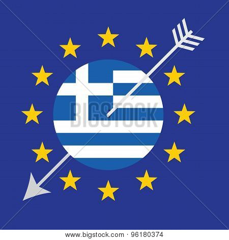 Greece Crisis Vector Concept Design.  Threat To The Euro Zone.
