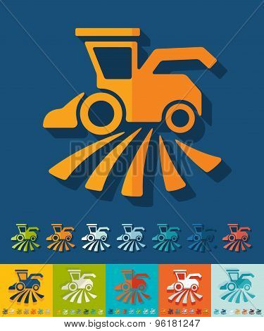 Flat design. combine-harvester