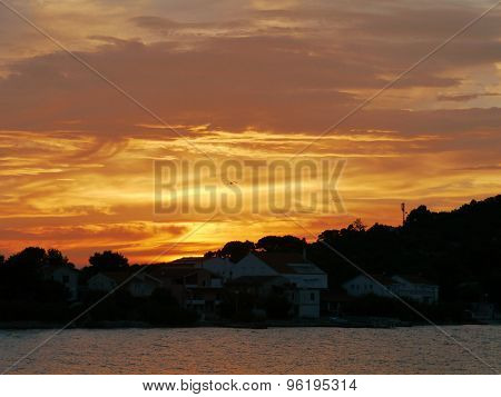 Sunset in Betina on Murter in Croatia
