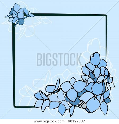 Blue flowers on black frame