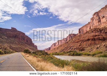 The Upper Colorado River Scenic Byway (State Route 128),Utah,USA.