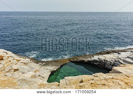 Amazing view of Giola Natural Pool in Thassos island, East Macedonia and Thrace, Greece