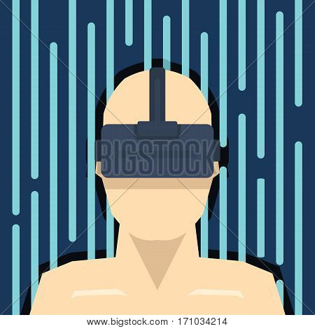 Virtual reality. New technologies and on line gaming. Mobile and computer systems. Digilal reality. Vector flat illustration