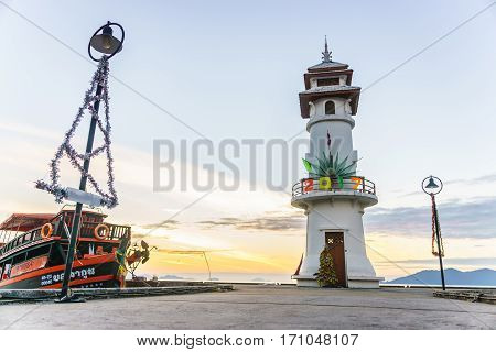 Thailand - February 4: Sunrise at Bang-Bao Koh Chang Trat Province on February 3 2017 in Thailand.