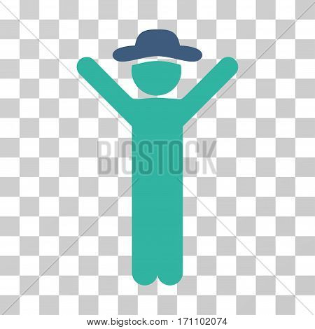 Happy Gentleman icon. Vector illustration style is flat iconic bicolor symbol cobalt and cyan colors transparent background. Designed for web and software interfaces.