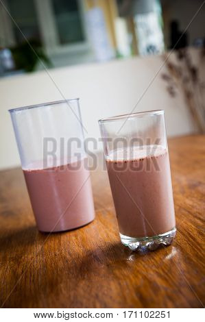 Smoothie And Biscuits On A Wooden Table