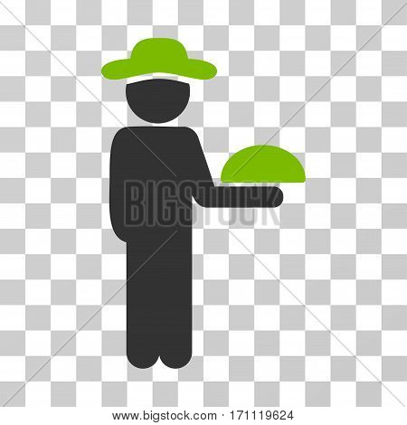 Gentleman Waiter icon. Vector illustration style is flat iconic bicolor symbol eco green and gray colors transparent background. Designed for web and software interfaces.