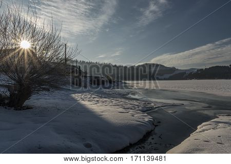 Winter Cold Sunny Morning In Dedinky Village