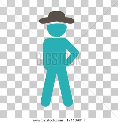 Gentleman Audacity icon. Vector illustration style is flat iconic bicolor symbol grey and cyan colors transparent background. Designed for web and software interfaces.