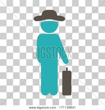 Gentleman Baggage icon. Vector illustration style is flat iconic bicolor symbol grey and cyan colors transparent background. Designed for web and software interfaces.