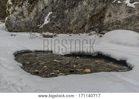 Biely Creek With Stones And Clean Water In Slovakia Mountains
