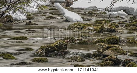 Biely Creek With Stones And Clean Water In Slovakia Mountains