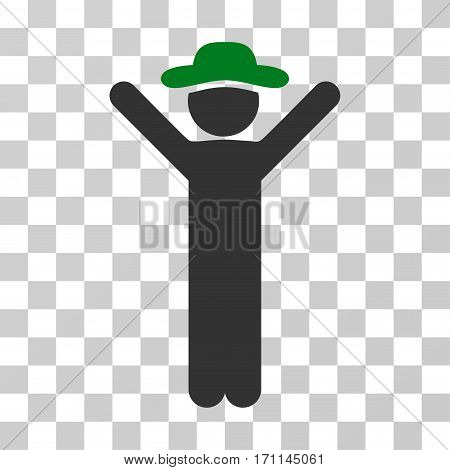 Happy Gentleman icon. Vector illustration style is flat iconic bicolor symbol green and gray colors transparent background. Designed for web and software interfaces.