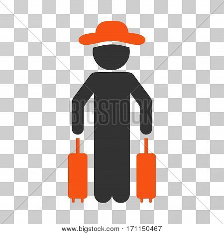Gentleman Passenger icon. Vector illustration style is flat iconic bicolor symbol orange and gray colors transparent background. Designed for web and software interfaces.
