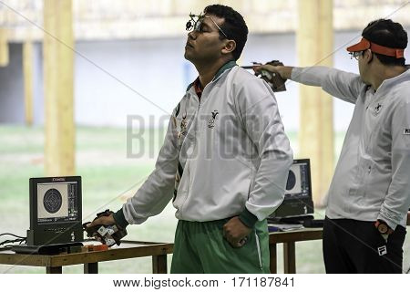 Rio Brazil - august 10 2016: KNIJNENBURG Rudolf (BOL) during shooting 50m Pistol Men Shooting at Olympic Games 2016 in Olympic Shooting Centre Deodoro