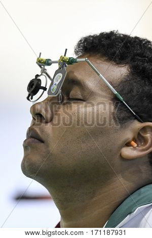 Rio Brazil - august 10 2016: KNIJNENBURG Rudolf (BOL) during shooting 50m Pistol Men Shooting at Olympic Games 2016 in Olympic Shooting Centre Deodoro