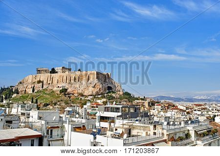view of Parthenon in Acropolis Athens, Greece