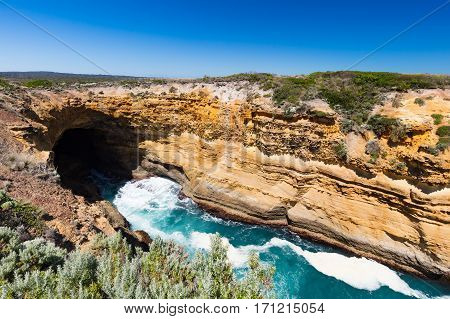 Thunder Cave at Loch Ard Gorge along the Great Ocean Rd near Port Campbell in Victoria, Australia