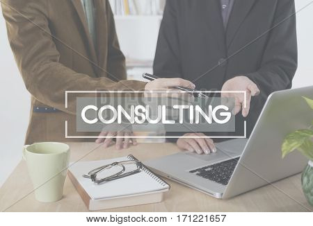 business people talking discussing meeting in workplace. consult consultant consulting advice help concept