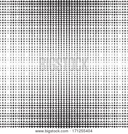 Dots halftone pattern with gradient effect. Vertical points. Vertically directed spots. Template for backgrounds and stylized textures. Design element. Vector illustration in EPS8 format.